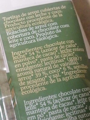 Tortitas bio arroz chocolate y coco - Ingredients - es