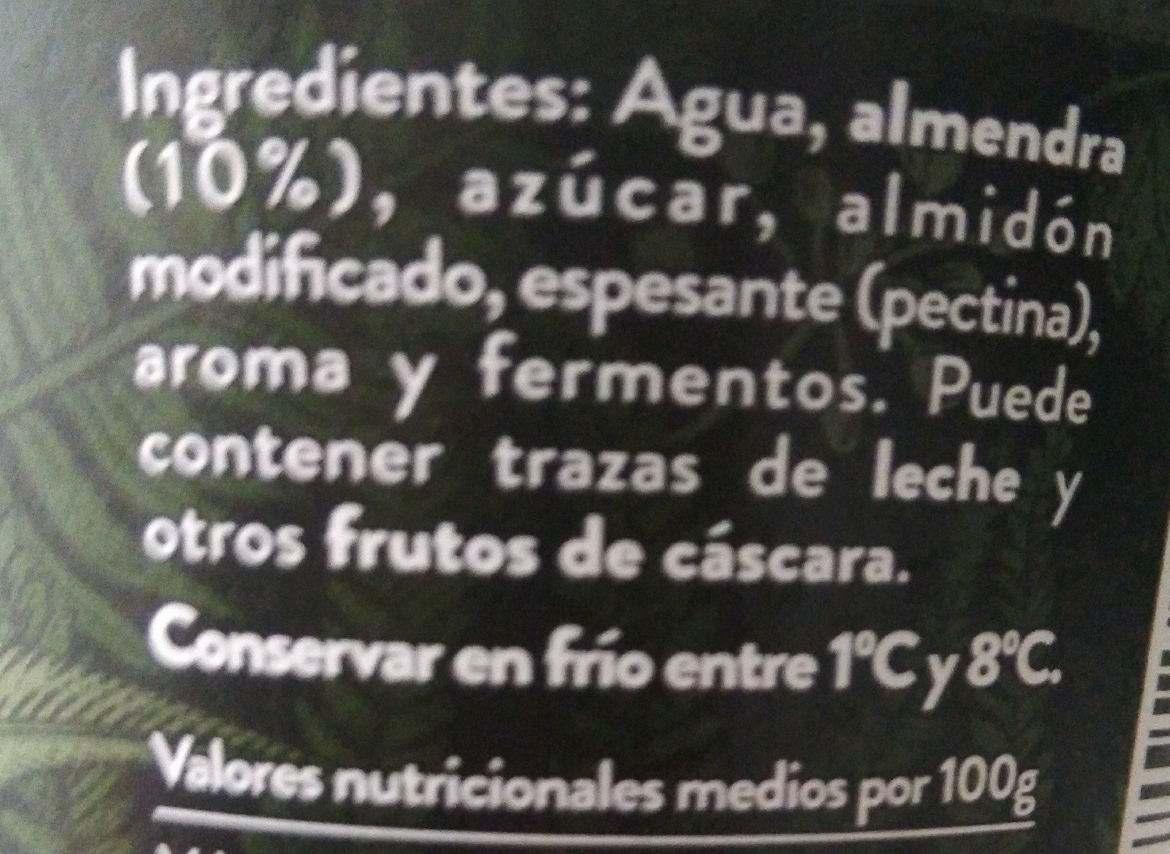 Begetal de Almendra Natural - Ingrédients