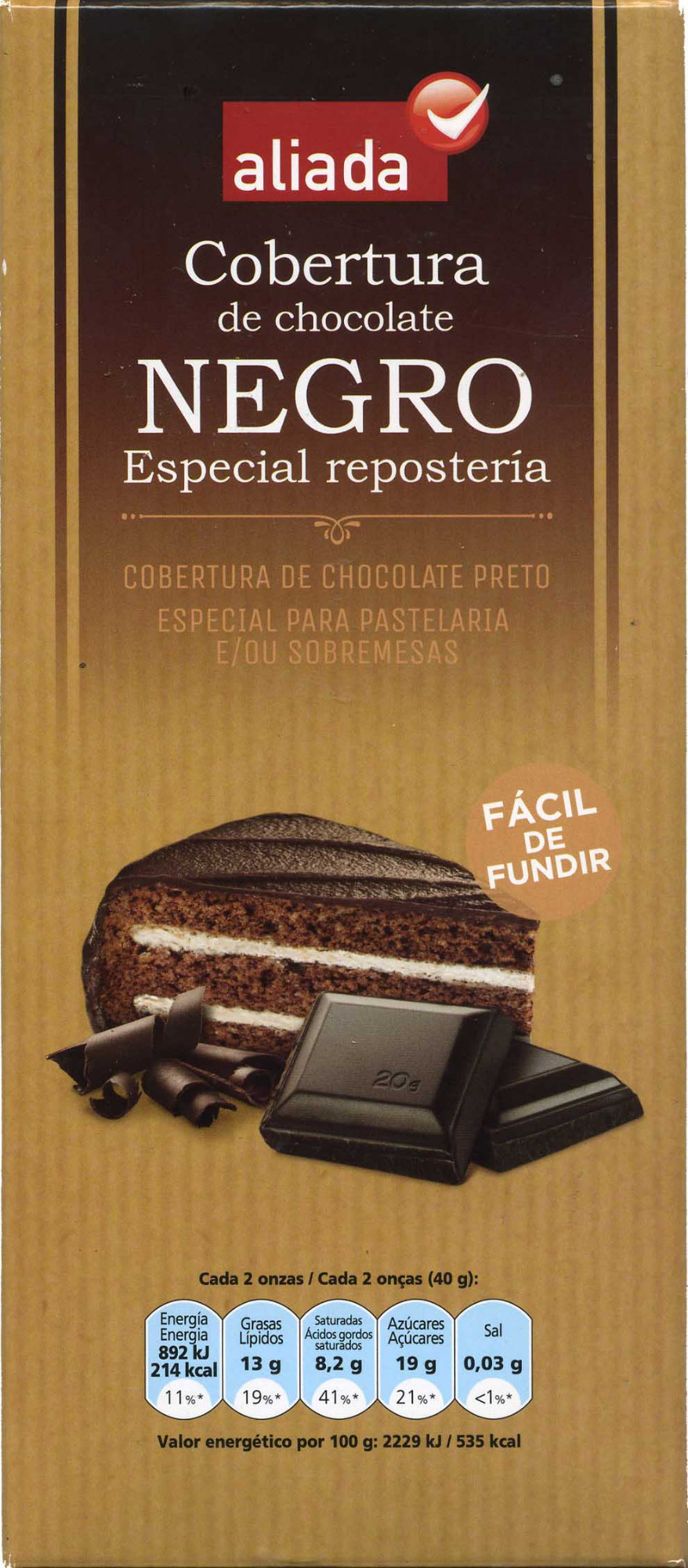 Cobertura de chocolate negro especial repostería - Product - es