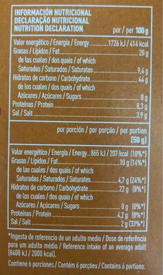 Palomitas para microondas sabor mantequilla - Información nutricional
