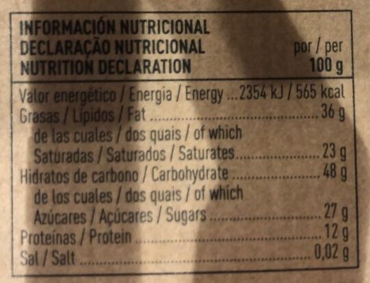 Chocolate negro República Dominicana - Informació nutricional - es