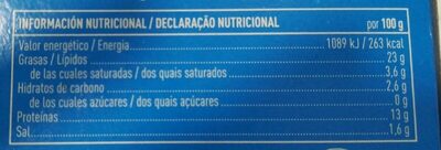 Mejillones de las rías gallegas en escabeche sin gluten 13-18 lata 69 g - Informació nutricional - es