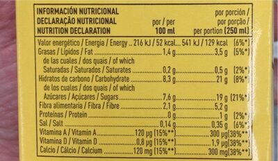 Special Line, bebida de avena UHT - Nutrition facts