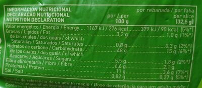 Pan rústico 100% integral de trigo - Informació nutricional - es