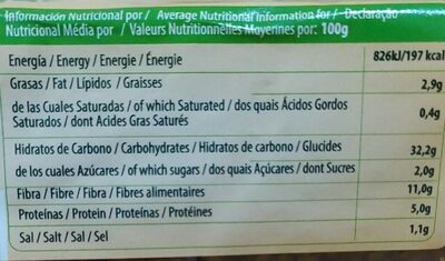 Bio Pan Tres Cereales - Informació nutricional - es