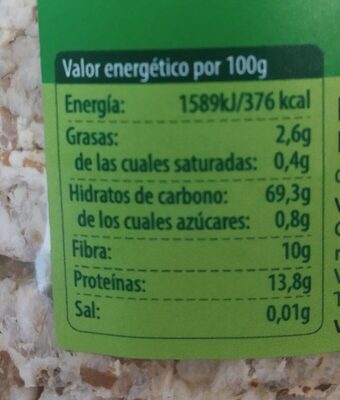 Bio tortitas espelta - Nutrition facts - es