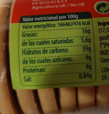 Bio María espelta - Nutrition facts - es