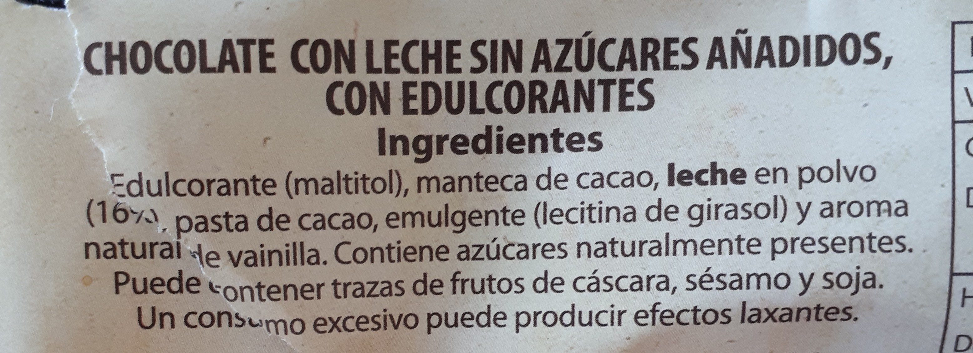 Barcelona chocolate con leche - Ingredients - fr