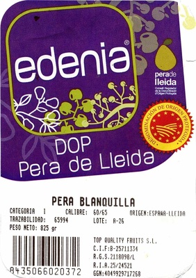 Pera DOP Lleida - Ingrediënten - es