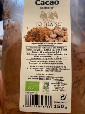 Cacao ecologicolo lo blanc - Producte - es