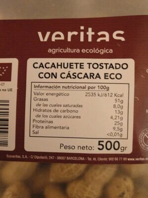 Cacahuete tostado con cáscara eco - Product - es
