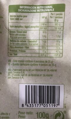 Nueces peladas bio auchan - Información nutricional
