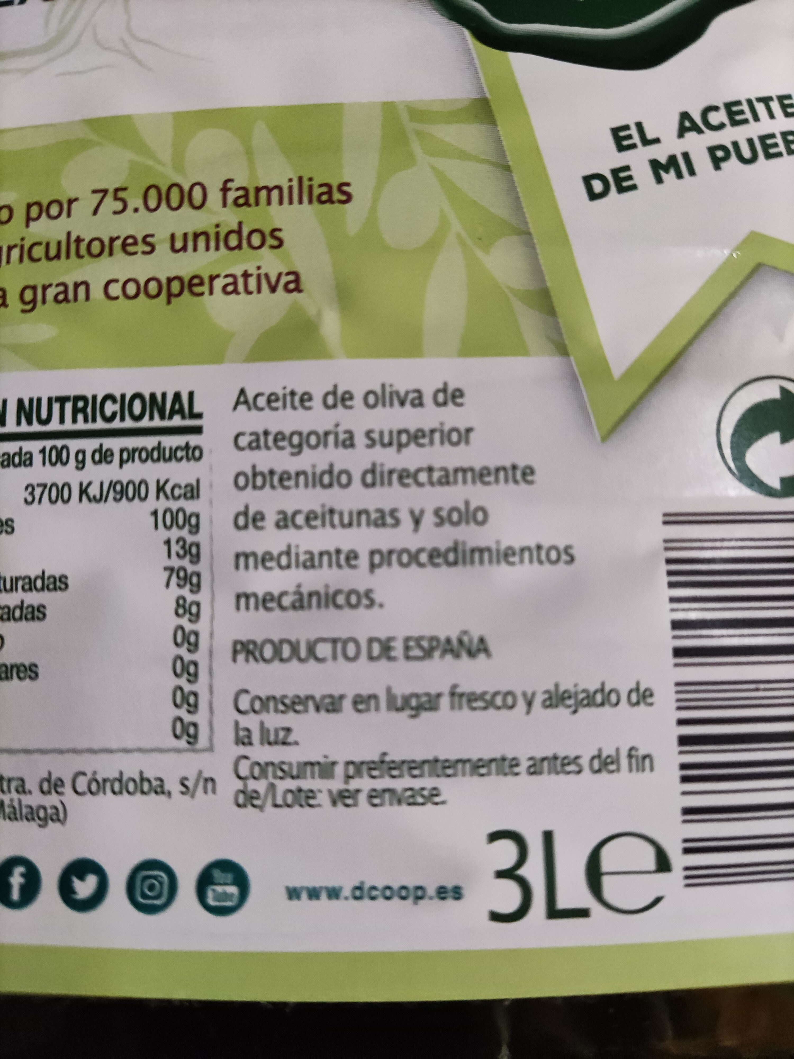 Aceite de Oliva Virgen Extra - Osagaiak - es