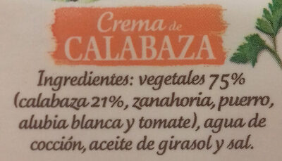 Crema de calabaza con legumbres envase 340 g - Ingredients - es