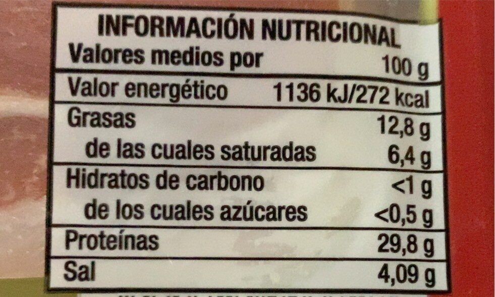 Jamón Serrano - Informació nutricional - es
