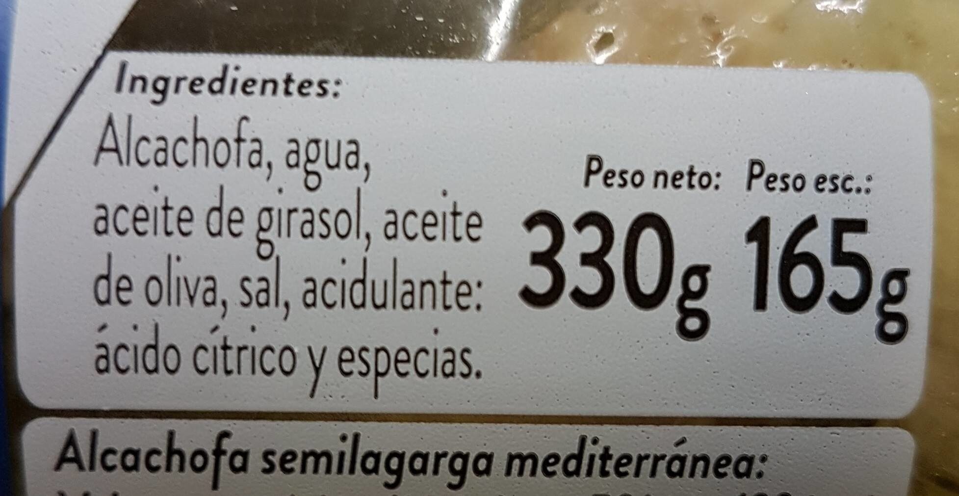 Alcachofa semilarga mediterránea - Informació nutricional - es