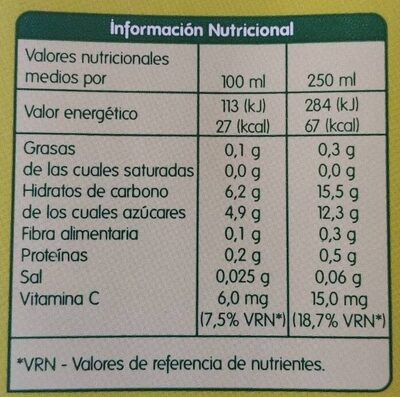 Néctar de Piña - Información nutricional