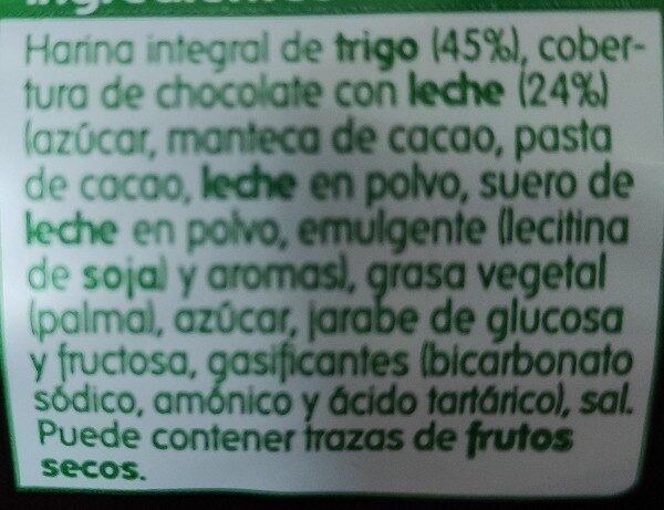 HiperDino galleta Digestive Choco - Osagaiak - es