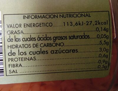 Zanahoria Rallada - Informació nutricional - es