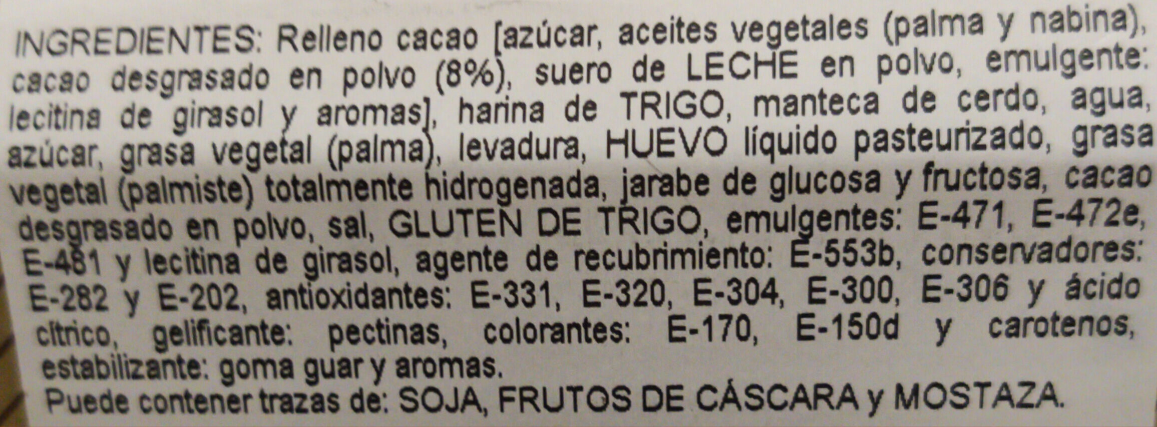 Croissant Cacao Viruta - Ingredients - es