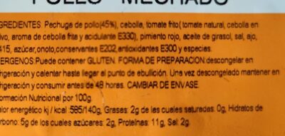 Pollo mechado - Nutrition facts - es