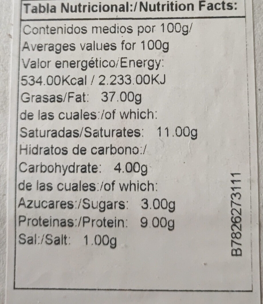 Crema de Jamón - Tableau nutritionnel - es