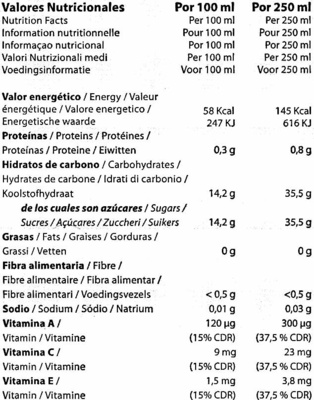 Bebida de zumo y soja "Frías" Mediterráneo - Informació nutricional - es