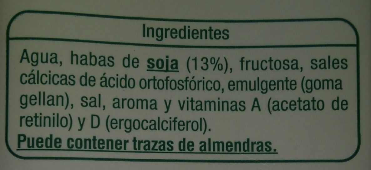 Bebida de soja uht - Ingredients - es
