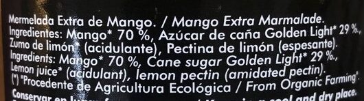 Mermelada extra de mango - Ingredientes