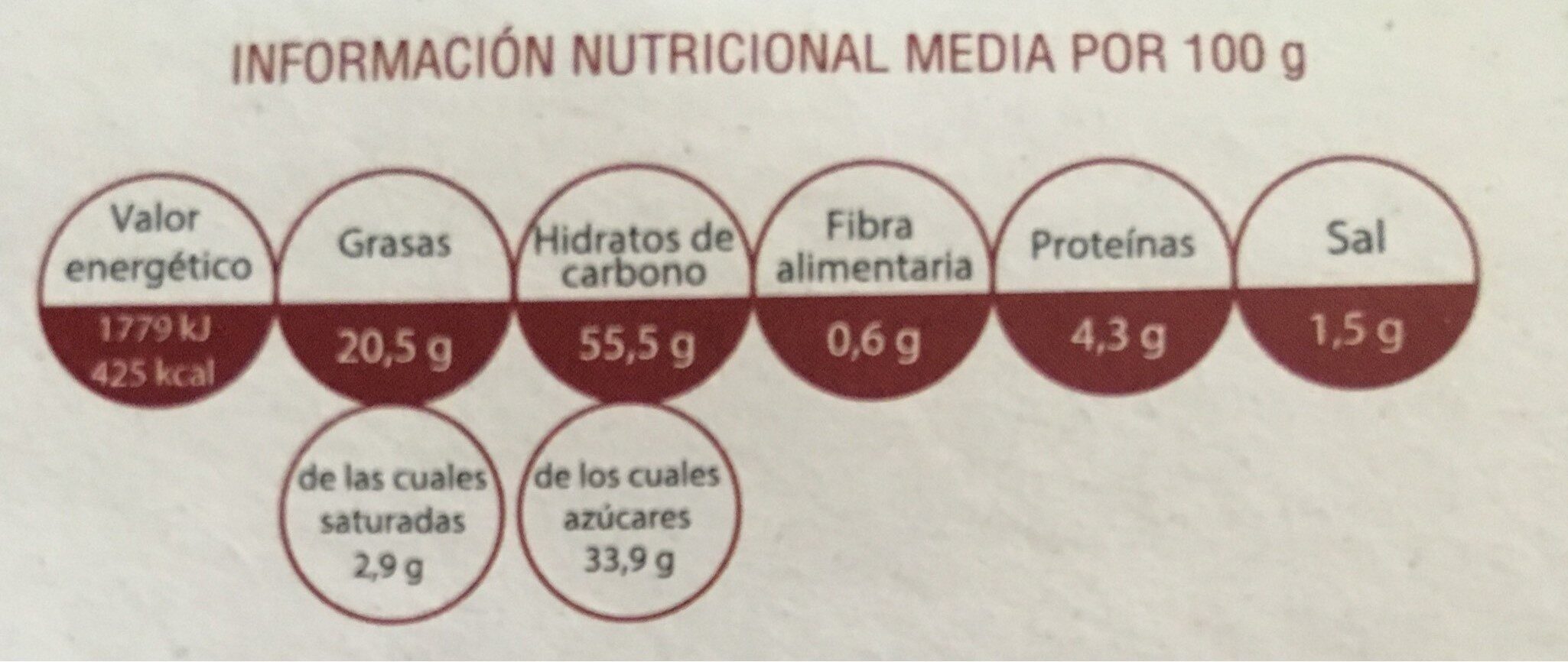 Magdalena Casera - Nutrition facts - es