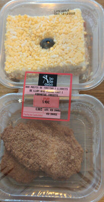 Duo Pastís de tonyina i Llibrets de llom amb pernil cuit i formatge fregits - Product - ca