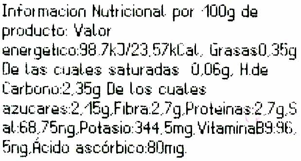 Brocoli - Informació nutricional - es