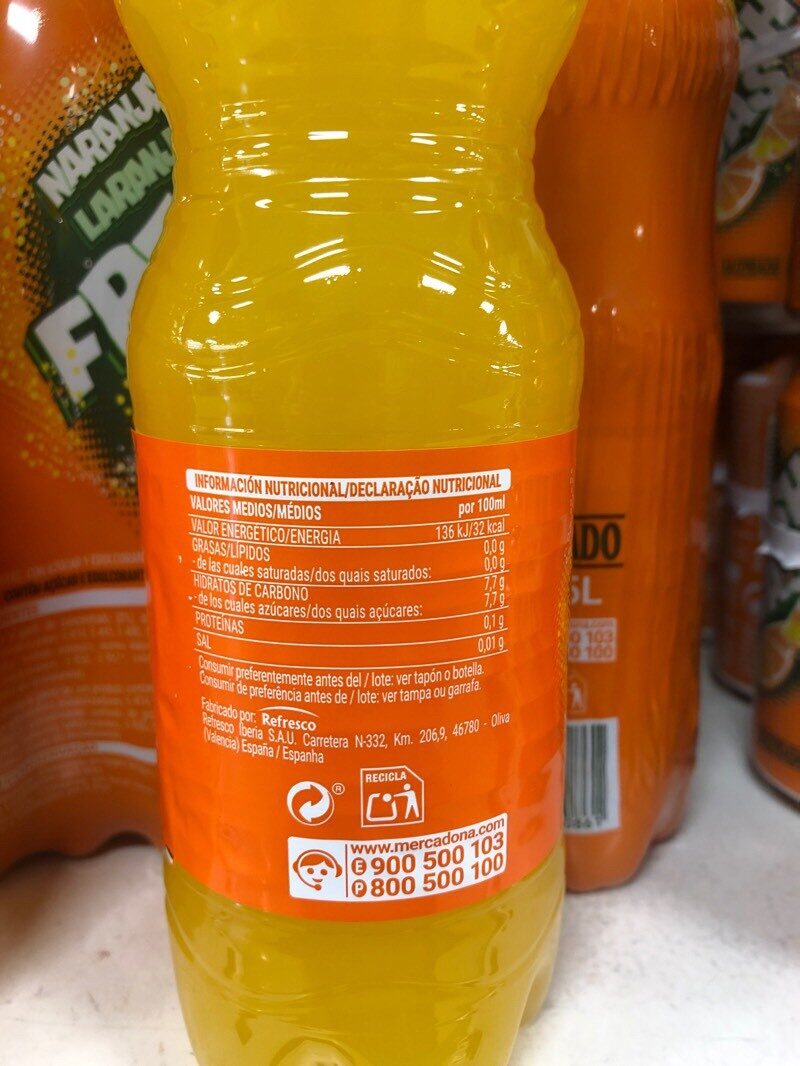 Fresh gas naranja - Información nutricional