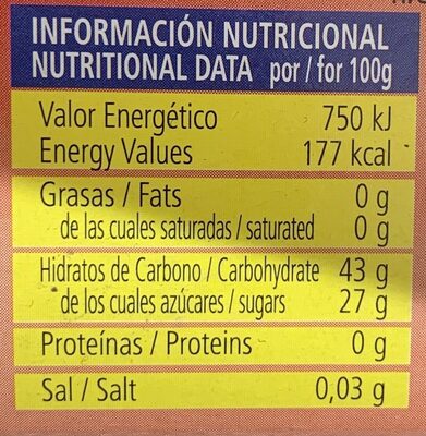 Mermelada melocotón x12 - Nutrition facts - es