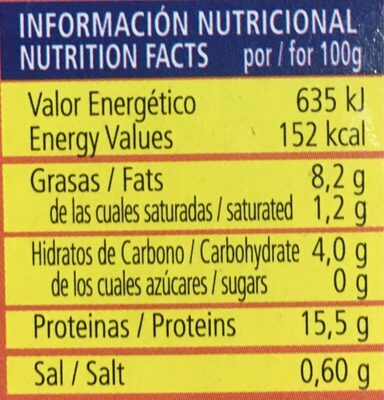 Mejillones en salsa de vieira - Información nutricional