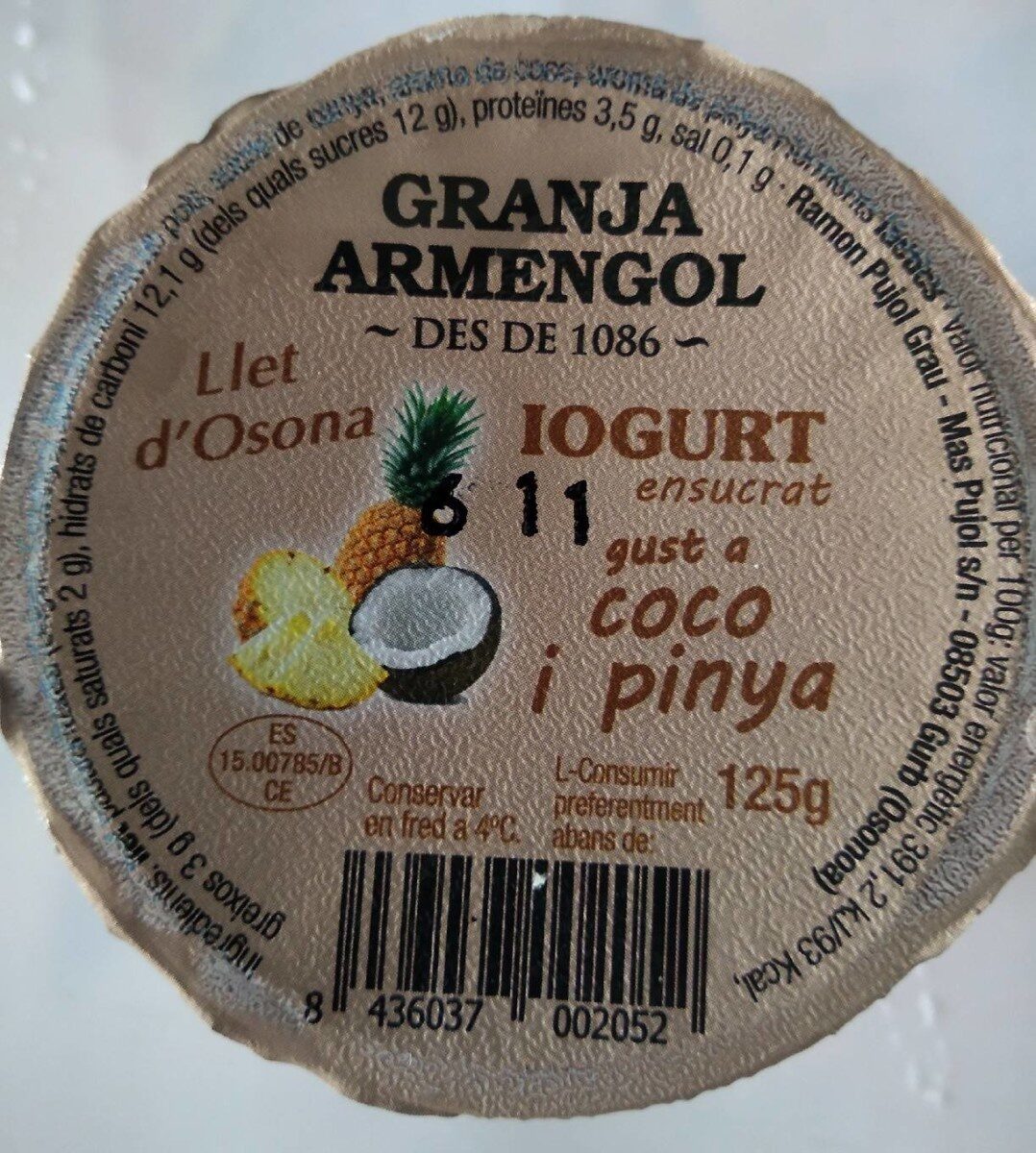 Iogurt Coco Pinya - Product - es