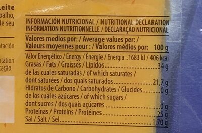 Queso Cheddar en lonchas - Informació nutricional - es
