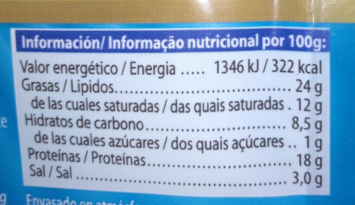 Queso en lonchas - Informació nutricional - es