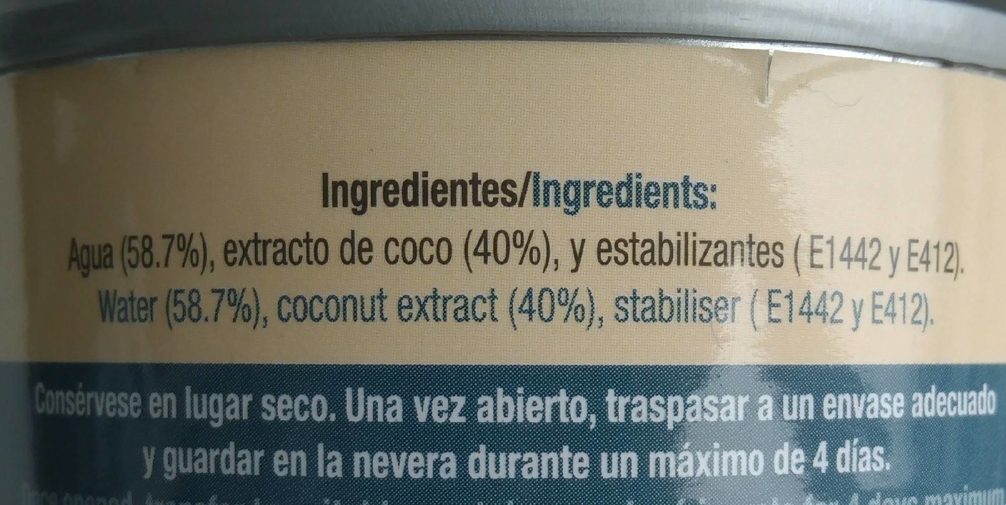Jugo de coco light - Ingredients - fr