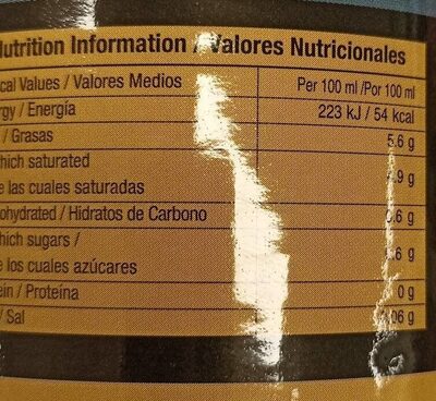 Leche de coco light - Nutrition facts - es