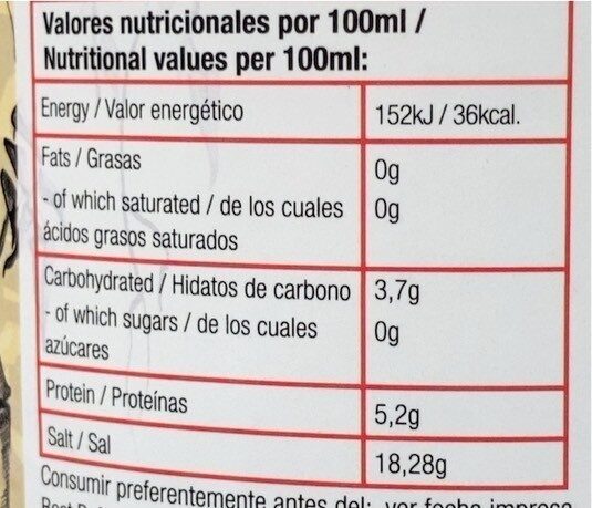 Salsa de soja tradicional - Nutrition facts - es