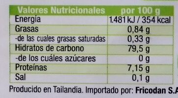 Fideos de arroz biológicos - Nutrition facts - es