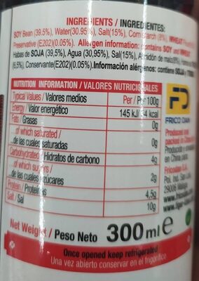 Salsa de soja - Nutrition facts - es