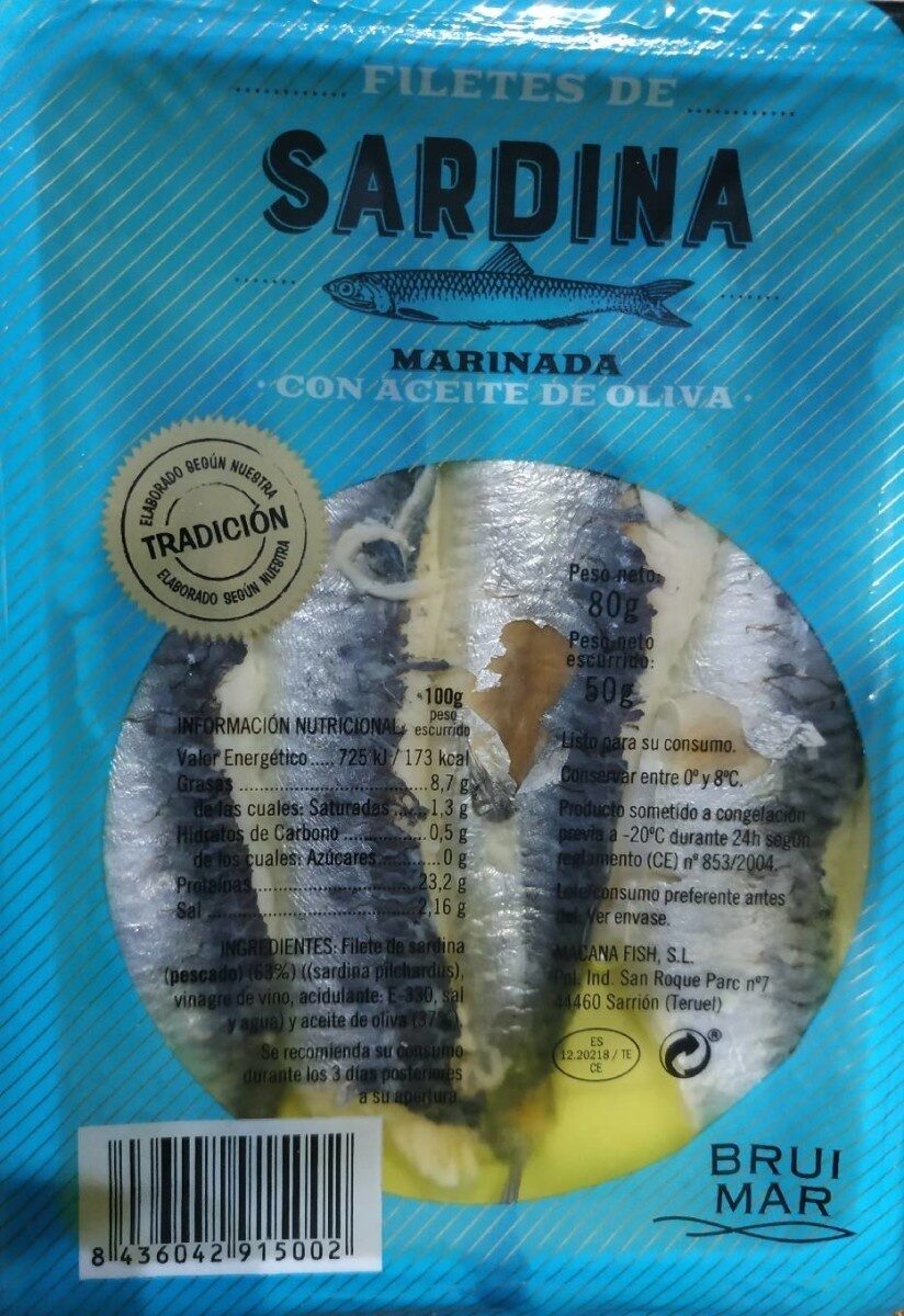 Filetes de sardina marinada con aceite de oliva Brui Mar - Product - es