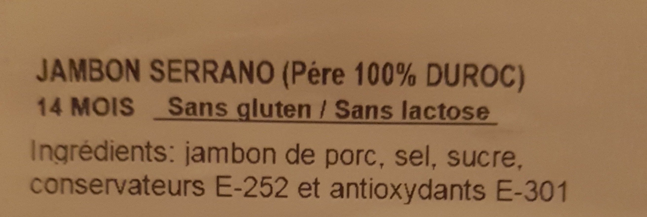 Jambon serrant (père 100% Duroc) - Ingredients - fr