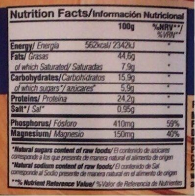 Manteca de cacahuete - Informació nutricional - es