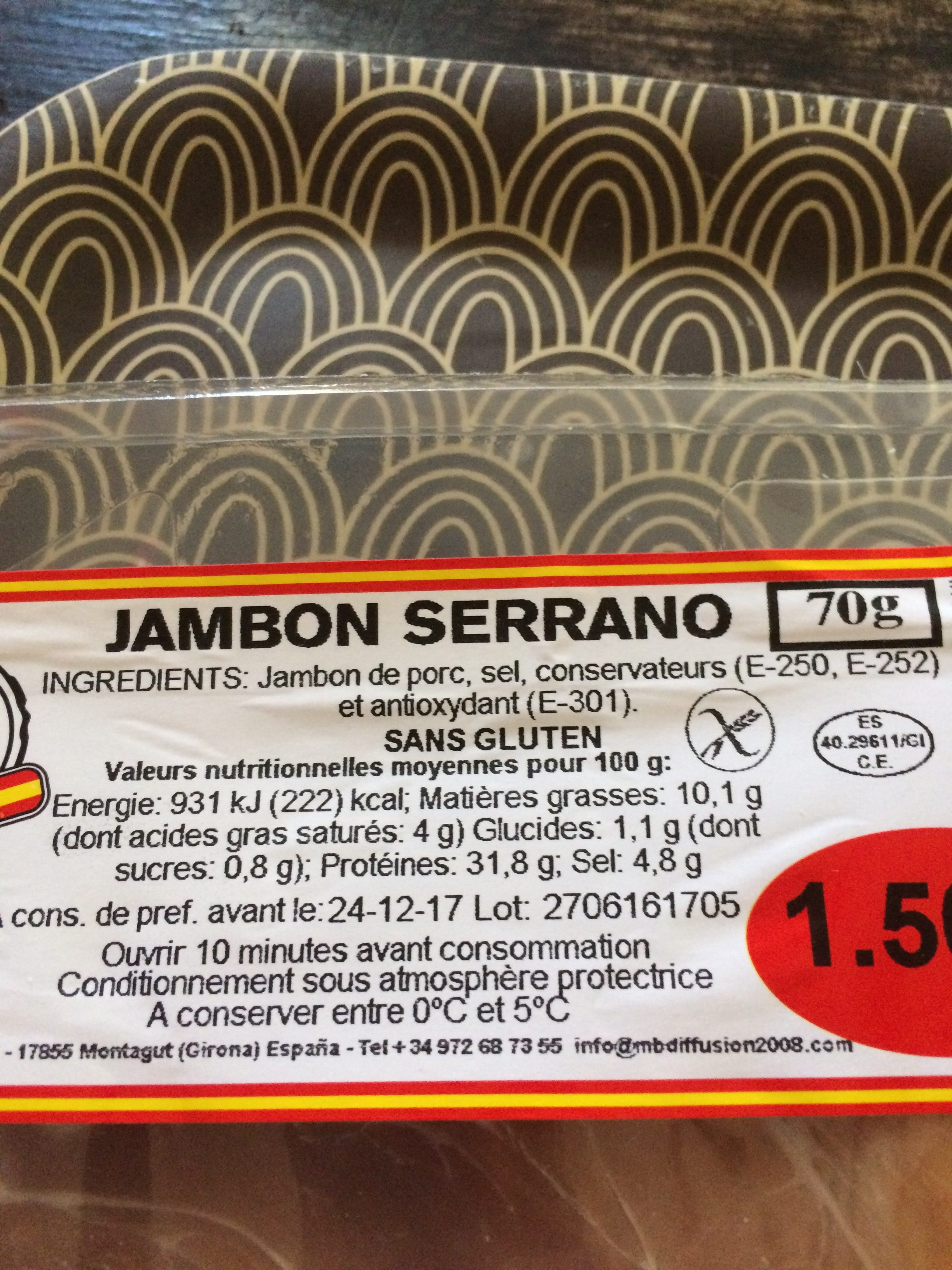 Jambon Serrano - Ingredients - fr