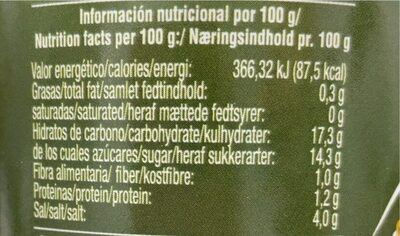 Pepinillos agridulces ecológicos - Nutrition facts