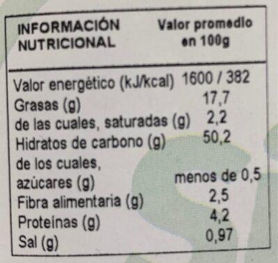 Coca sin azucar - Información nutricional