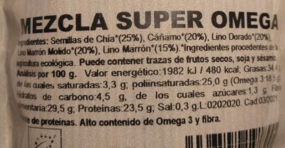 MEZCLA SUPER OMEGA - Nutrition facts - es